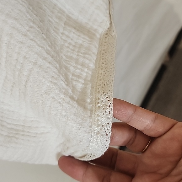 White Cotton Crochet Mini Dress/Tunic size M - Picture 4 of 5